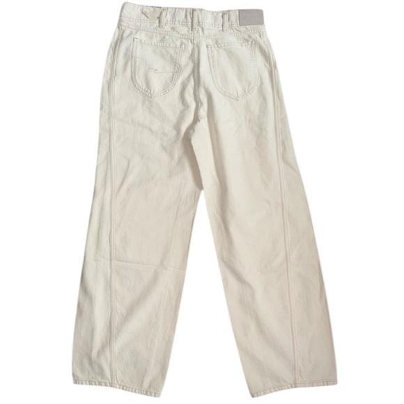 FREE PEOPLE WE THE FREE ASTER SEAMED RELAXED STRAIGHT LEG CREAM JEANS NWT - Picture 11 of 16